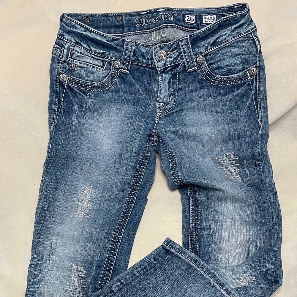 Miss Me Distressed Blue Skinny Jeans